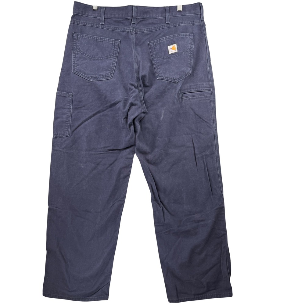 Carhartt FR Work Pants Mens 38x30 Blue Flame Resistant Canvas FRB159-DNY
